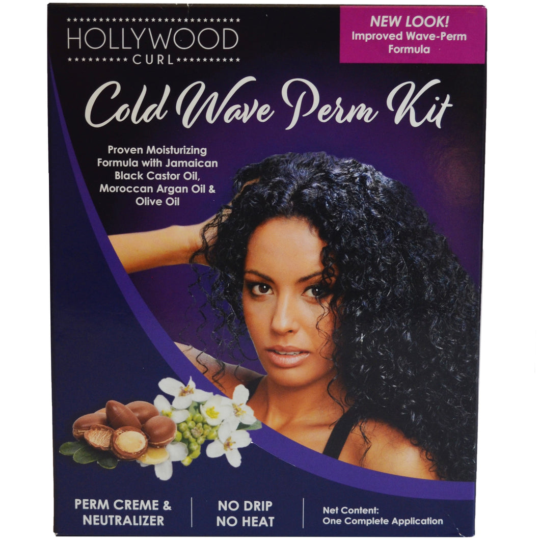 Hollywood Curl Cold Wave Perm Kit with 12 Essential Oils, Vitamins and Protein